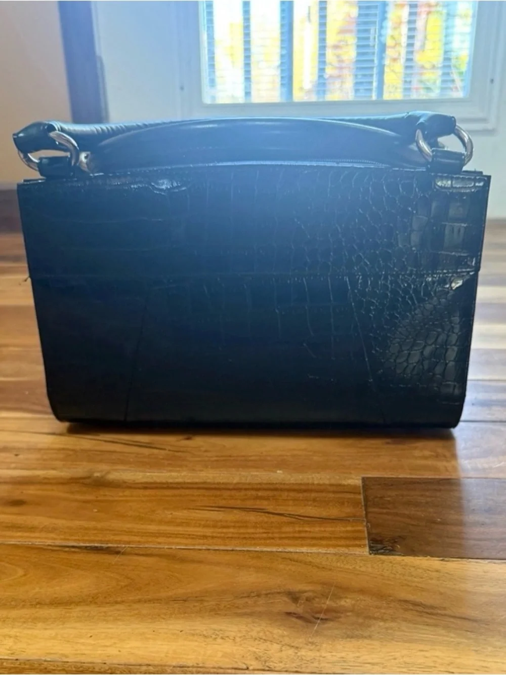 Miche Black Croc-Embossed Top-Handle Satchel
